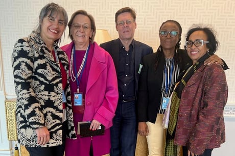 New York at the UN, March 2024, Working on Fundraising - With Meral Guzel (left), Women's Entrepreneurship Accelerator at UN Women, and Setcheme Jeronime Mongbo, UN Coordinator for Sierra Leone 