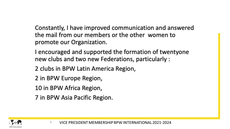 Report Dr. Giuseppina Seidita, VP Membership - 2021-2022