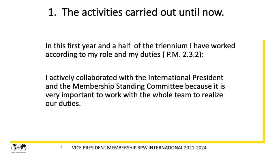 Report Dr. Giuseppina Seidita, VP Membership - 2021-2022