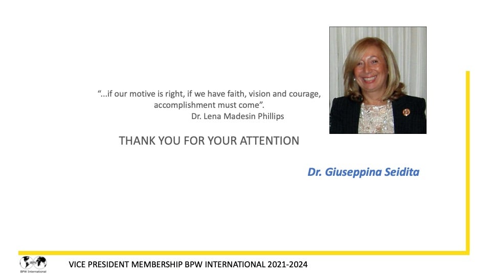 Report Dr. Giuseppina Seidita, VP Membership - 2021-2022