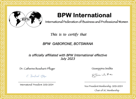 New Affiliate Club - BPW Gaborone, Botswana