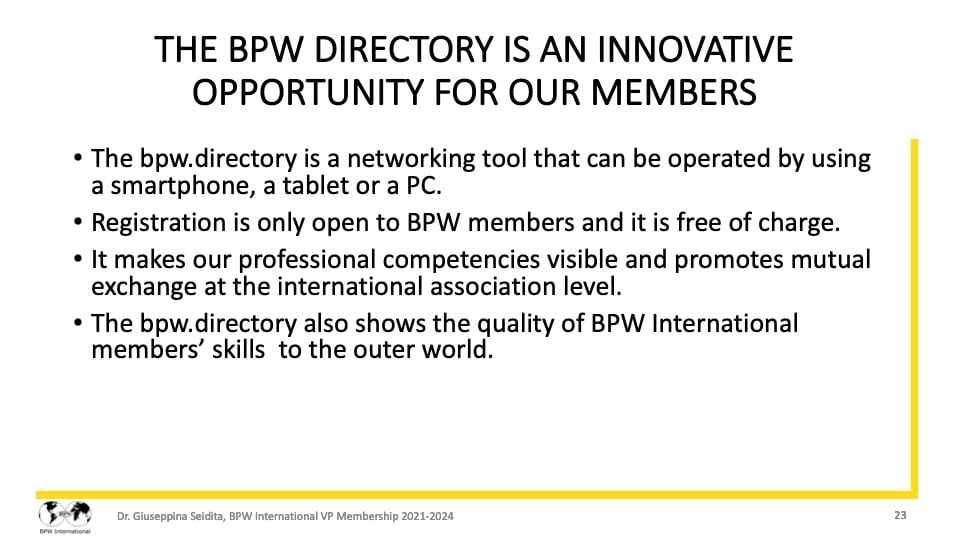 Report Dr. Giuseppina Seidita, VP Membership - 2021-2022