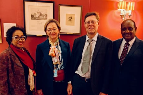 New York, March 2024 - Working on Fundraising: Hadia Gondji, RC Africa, Dr. Catherine Bosshart, Consultants Philippe Lambert, and Tewodros Yilma 