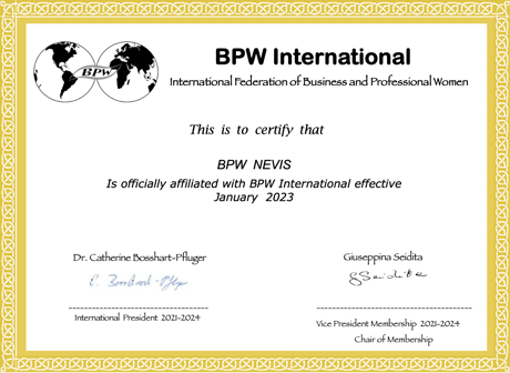 New Affiliate Club - BPW Nevis, St. Kitts and Nevis