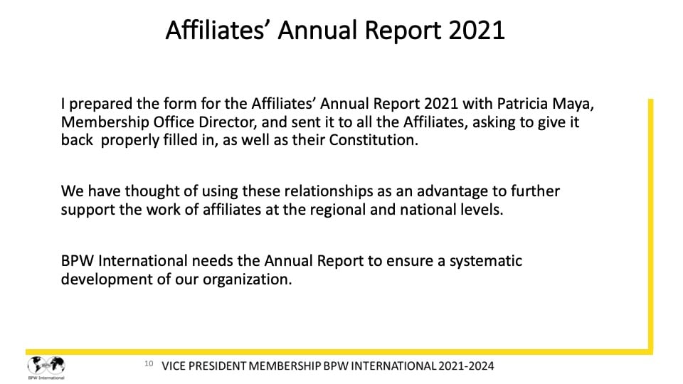 Report Dr. Giuseppina Seidita, VP Membership - 2021-2022