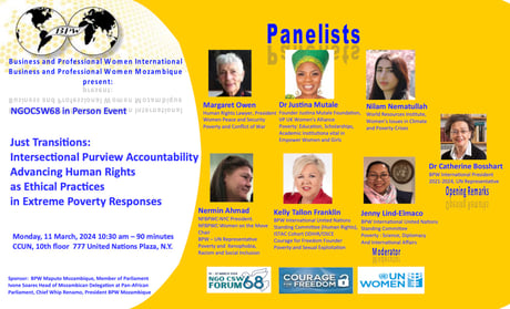 CSW68-Parallel Event: BPW International, BPW Mozambique & Courage for Freedom: Just Transitions – March 11, 2024