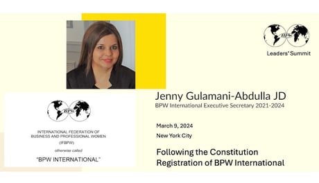 Following the Constitution and Registration of BPW International – Presentation by Jenny Gulamani-Abdulla, JD