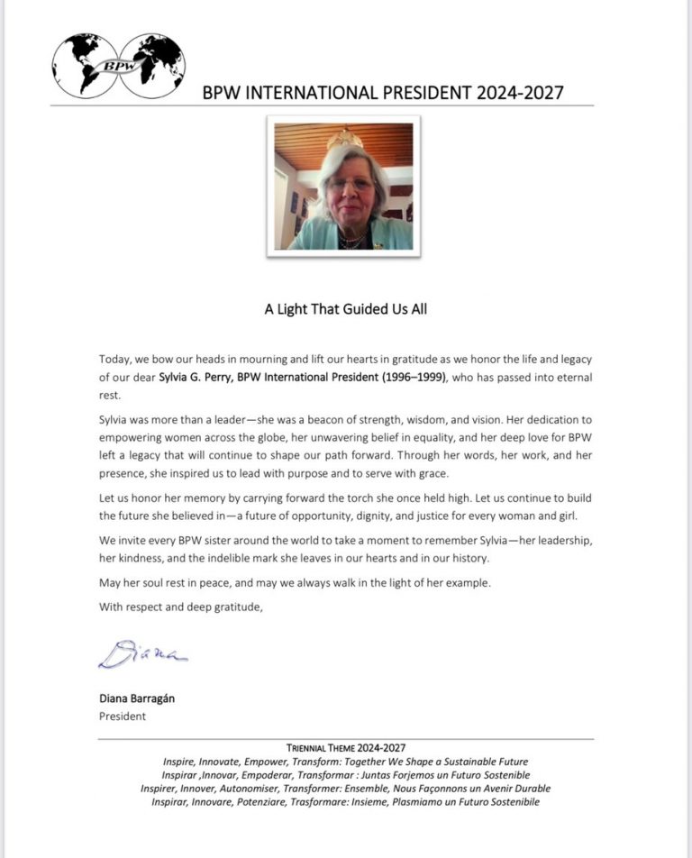 In Memoriam – A Tribute to Past International President Sylvia G. Perry