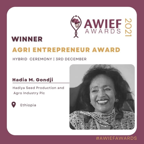 AGRI Entrepreneur Award 2021 for Hadia M. Gondji