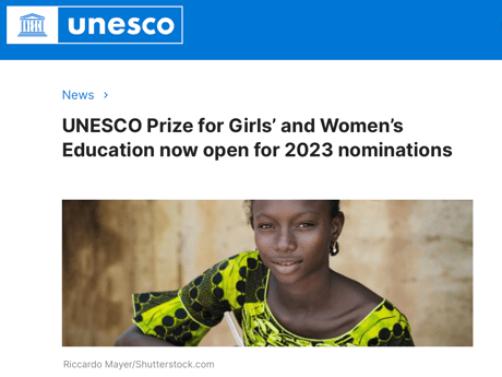 UNESCO Prize 2023 for Girls’ and Women’s Education