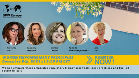BPW Europe Online Event “Women Empowerments Principles WEPs” – December 6, 2023 – 9.00pm CET